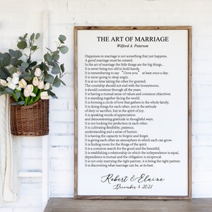 The Art of Marriage Poem Sign Wilferd A. Peterson, Marriage Quotes,  Personalized Wedding Gift for Couple, Anniversary Gift, Couple Gift