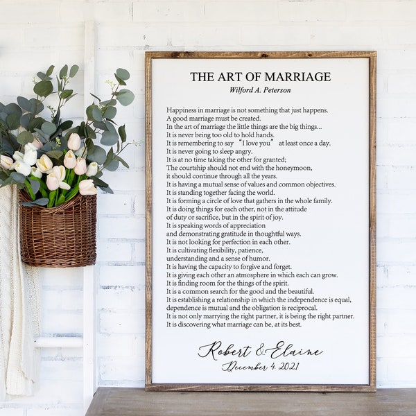 The Art of Marriage Poem Sign Wilferd A. Peterson, Marriage Quotes,  Personalized Wedding Gift for Couple, Anniversary Gift, Couple Gift