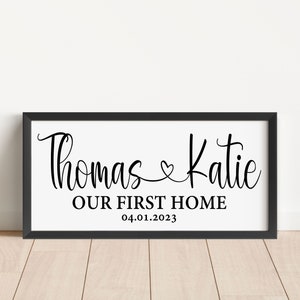 Our First Home Sign, Personalized Name & Date, Realtor Home buyer Closing Gift,  Housewarming Idea, Personalized Couple Gifts