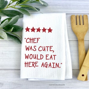 Five Star Chef was cute kitchen towel, 5 Star Would Eat Here Again, Trendy Kitchen Decor, Fun Dish Towels, Kitchen Hand Towel, Gift for Chef