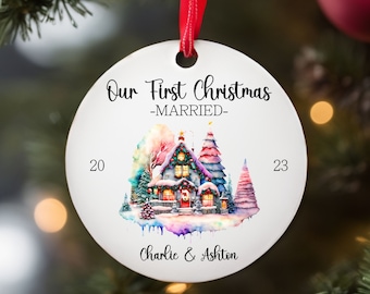Our First Christmas Married, Personalized Married Ornament, Gift for New Couple, Wedding Gift, Newlywed First Christmas, Custom Name