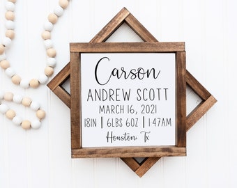 Baby Birth Stat Framed Sign, Birth Announcement, Personalized Baby Girl Baby Boy Nursery, Farmhouse Decor, New Mom Gift, Personalized Print
