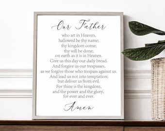 The Lord's Prayer Sign, Our Father Sign, Scripture Print, Biblical Wall Art, Catholic Home Decor, Catholic Prayer, Confirmation Gift