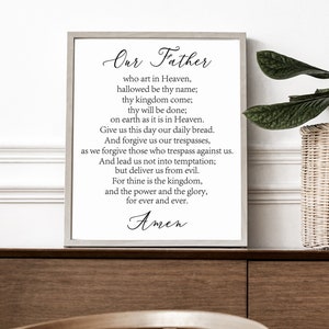 The Lord&#39;s Prayer Sign, Our Father Sign, Scripture Print, Biblical Wall Art, Catholic Home Decor, Catholic Prayer, Confirmation Gift