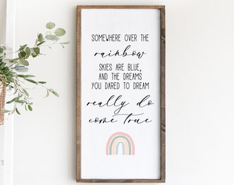 Somewhere Over The Rainbow Sign, Girls Nursery Sign, Boho Nursery Decor, Crib Sign, Rainbow Nursery, Rainbow Nursery Decor, Boho Baby, Print