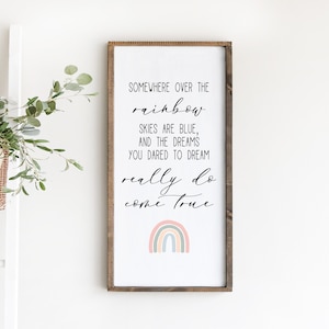 Somewhere Over The Rainbow Sign, Girls Nursery Sign, Boho Nursery Decor, Crib Sign, Rainbow Nursery, Rainbow Nursery Decor, Boho Baby, Print