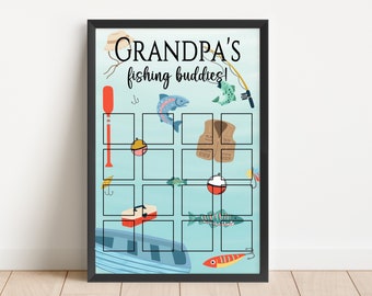 Grandpa's Fishing Buddies Picture Display Sign, Grandpa's Fishing Buddy, Daddy's Fishing Buddy, Father's Day Gift, Gift for Grandpa