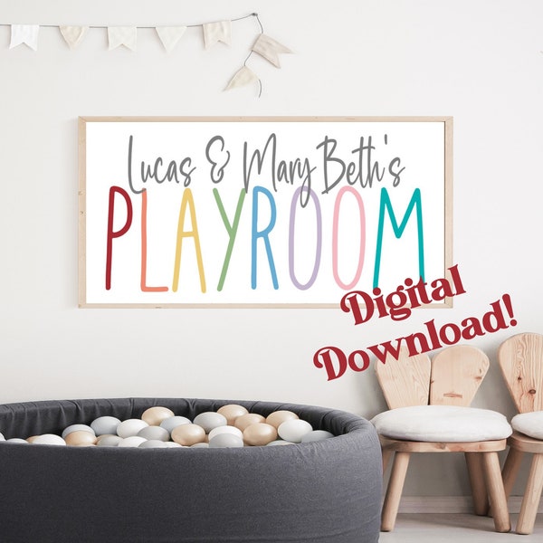 DIGITAL DOWNLOAD Personalized Playroom Sign, Custom Child's Name Sign, Girls Play room Decor, Boys Wall Art, Kids Name Play Art