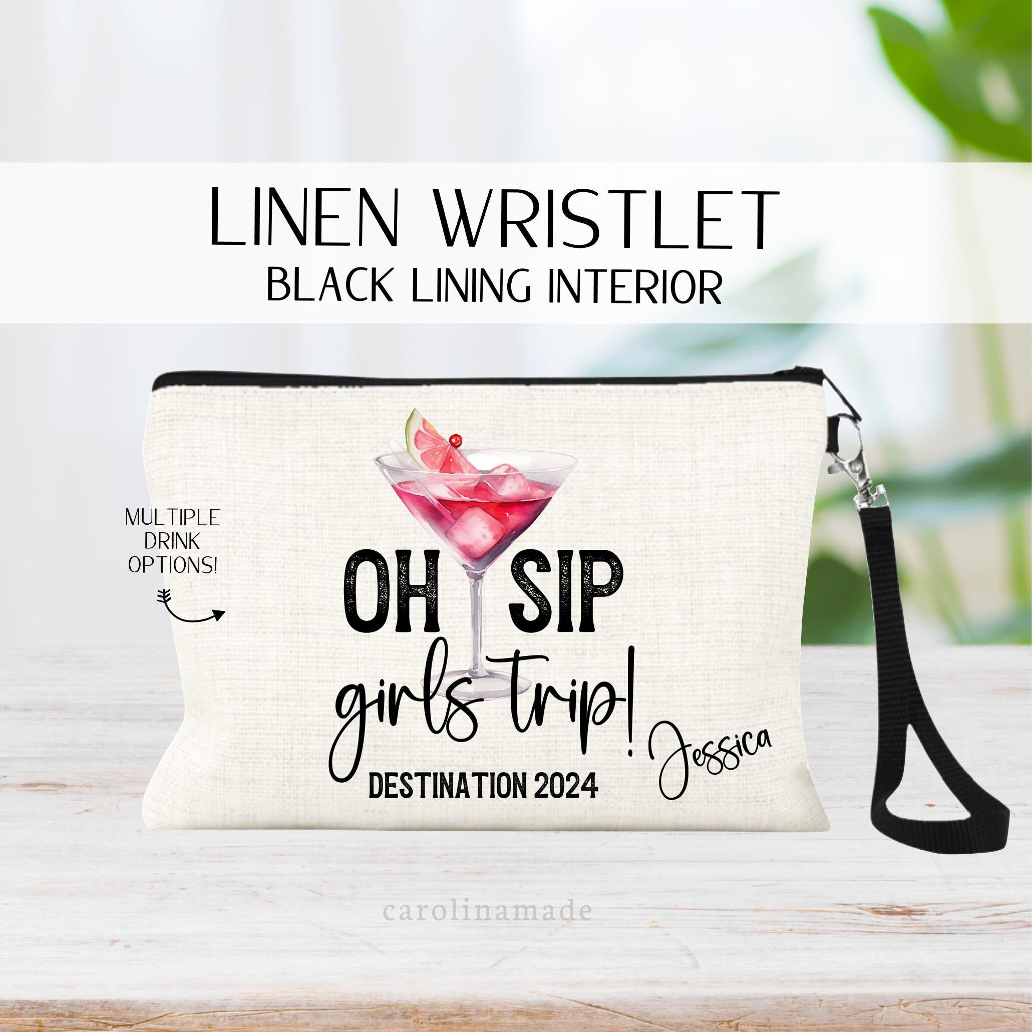 Oh Sip Girls Trip, Girls Trip Bag, Personalized Best Friend Trip Makeup Bag, Girls Getaway, Girls Weekend, Travel Best Friend Gift Bags