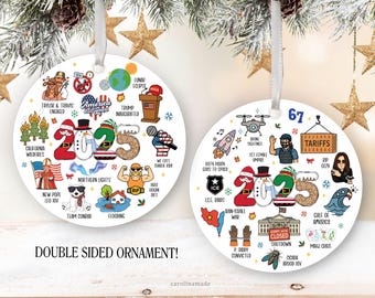 2025 Notable Events Ornament, Year in Review 2025 Christmas Ornament, 2025 Yearly Keepsake, Ornament Gift Exchange, Pop Culture Ornament