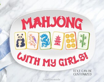 Mahjong Party Platter, Personalized Mahjong Plate, Mother's Day Gift, Mahjong Birthday Gift, Mahjong Tile Gift Idea, Mahj girls Party Decor