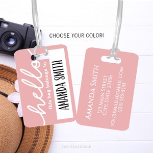 Hello This Bag Belongs To Personalized Luggage Tag, Travel Bag Accessories, Custom Luggage Name Tag, Girls Trip, Kids Luggage Bag Tag