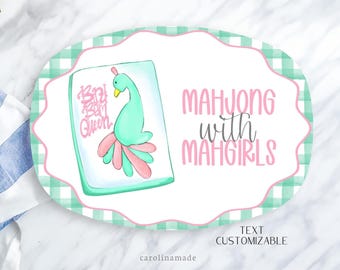 Mahjong Party Platter, Personalized Mahjong Plate, Mother's Day Gift, Mahjong Birthday Gift, Mahjong Tile Gift Idea, Mahj girls Party Decor