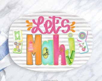 Let's Mahjong Party Platter, Personalized Mahjong Plate, Mother's Day Gift, Mahjong Birthday Gift, Mahjong Tile Gift Idea, Mahj girls Party