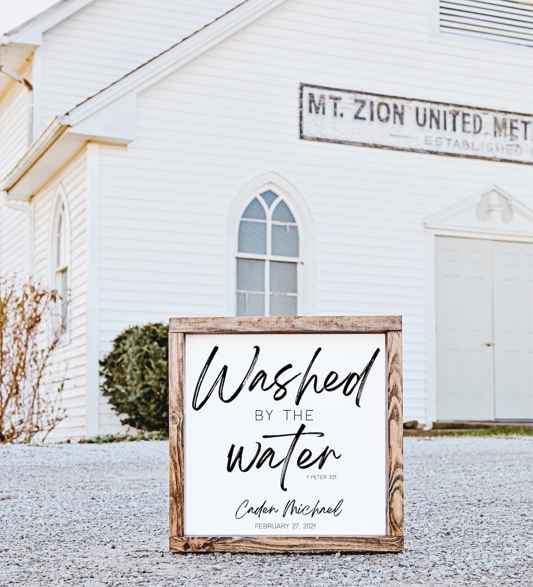 Washed by the Water Sign, Personalized Baptism Gift, 1 Peter 3:21 ...