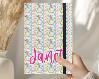 Mahjong Journal, Personalized Mahjong Notebook, Pink Floral Mahjong Tile Journal, Mahjong Game Night, Mahj Score Keeper, Mahjong Gift Ideas