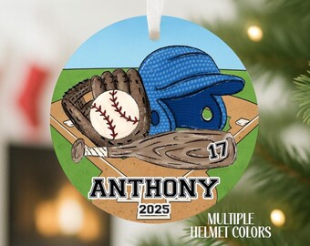Personalized Baseball Ornament, Custom Sports Ornament, Baseball Player Gift for Girls, Basebell Team or Coach Christmas Keepsake Idea