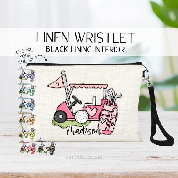 Girls Golf Personalized Bag, Golf Country Club Accessory Bag, Golf Cosmetic Bag, Custom Golf Team Wristlet, Golf Lover Gift, Zipper Pouch