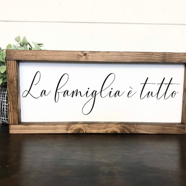 La Famiglia e tutto Sign, Family is Everything, Italian Decor, Wood Framed or Canvas