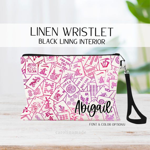 Mahjong Game Night Bag, Personalized Mah Jongg Bag, Custom Gift for Mahjong Player, Zipper Pouch for Mahjong, Mahjong Tile Bag Zipper Pouch