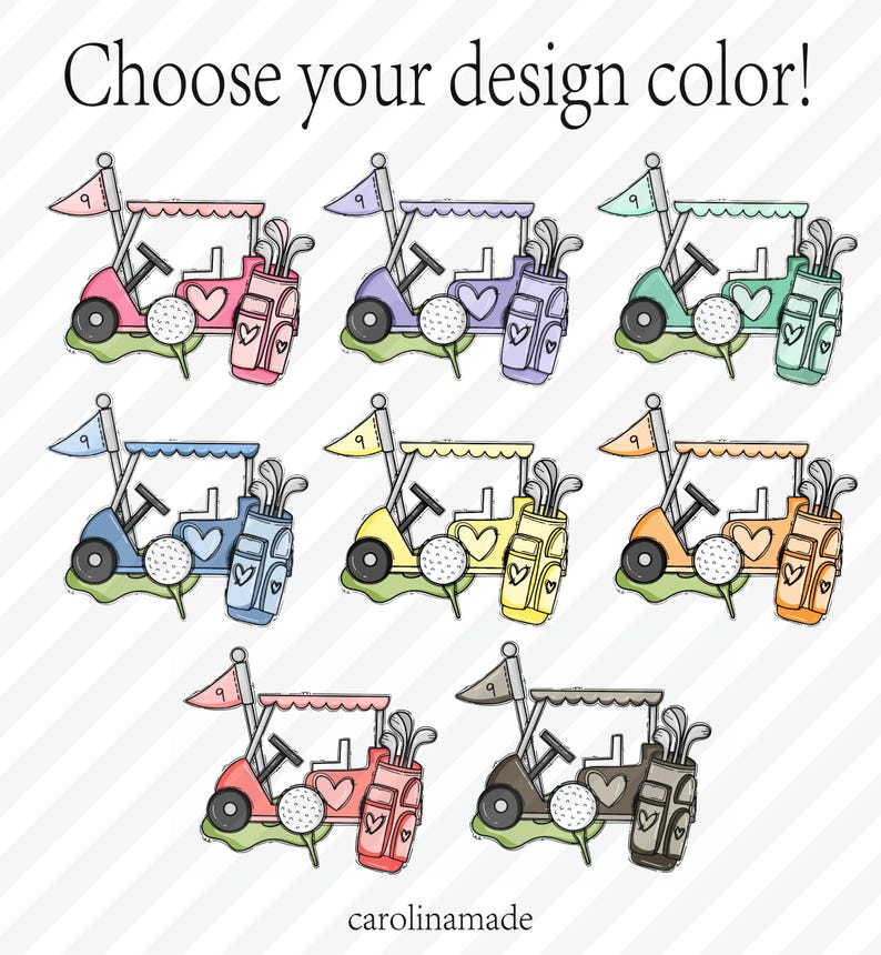 Now offering 8 different color golf cart options! Pink, Purple, Mint, Blue, Yellow, Orange, Red and Gray!