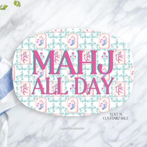 Mahjong Party Platter, Personalized Mahjong Plate, Mother&#39;s Day Gift, Mahjong Birthday Gift, Mahjong Tile Gift Idea, Mahj girls Party Decor