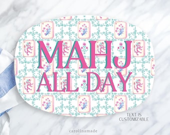 Mahjong Party Platter, Personalized Mahjong Plate, Mother's Day Gift, Mahjong Birthday Gift, Mahjong Tile Gift Idea, Mahj girls Party Decor