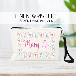 Mahjong Bag, Mah Jongg Bag, Personalized Gift for Mahjong Player, Oh Mahj Name Bag, Zipper Pouch for Mahjong, Mahjong Game Night Bag
