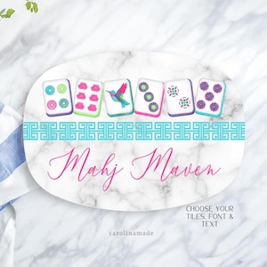 Mahjong Party Platter, Personalized Mahjong Plate, Mother&#39;s Day Gift, Mahjong Birthday Gift, Mahjong Tile Gift Idea, Mahj girls Party Decor