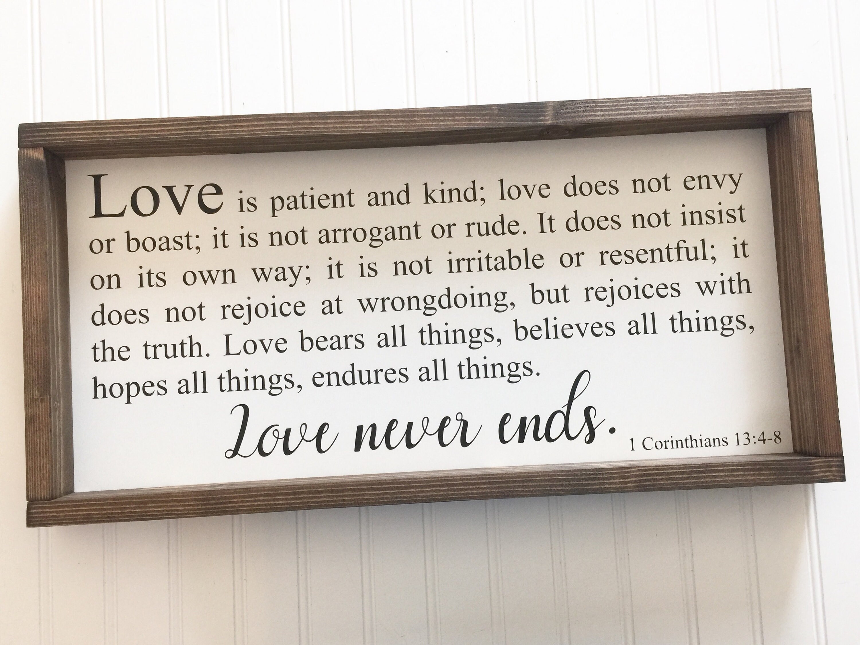 Love is Patient Love is Kind Love Never Fails Sign 1 Corinthians 13 4-8 ...