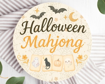 Halloween Mahjong Party Plate, Personalized Mahjong Platter, Halloween Mahj Party Plate, Mahjong Birthday Gift, Halloween Mahj Gift Ideas