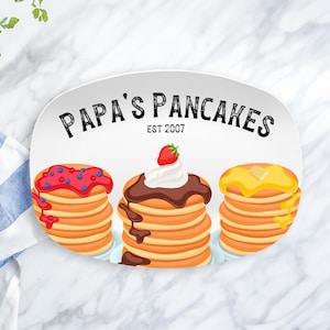 Pancake Platter, Personalized Pancake Plate, Daddy&#39;s Pancakes Made with Love, Custom Father&#39;s Day Gift, Gift for Mom, Breakfast Serving Tray