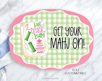 Mahjong Party Platter, Personalized Mahjong Plate, Mother's Day Gift, Mahjong Birthday Gift, Mahjong Tile Gift Idea, Mahj girls Party Decor