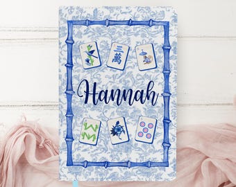 Mahjong Journal, Personalized Mahjong Notebook, Blue Bamboo Mahjong Tile Journal, Mahjong Game Night, Mahj Score Keeper, Mahjong Gift Ideas