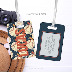 Baseball Bag Tag, Boys Personalized Baseball ID Tag, Vintage Baseball Bag Accessories, Baseball Luggage Name Tag, Gift for Baseball Player