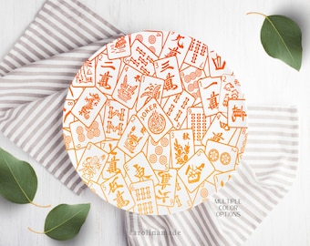 Mahjong Party Plate, Personalized Mahjong Plate, Mother's Day Gift, Mahjong Birthday Gift, Mahjong Tile Gift Idea, Mahj girls Party Decor