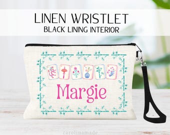 Personalized Mahjong Bag, Mah Jongg Bag, Personalized Gift for Mahjong Player, Zipper Pouch for Mahjong, Mahjong Game Bag, Mahjong Pouch