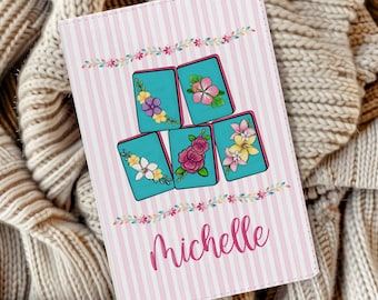 Mahjong Journal, Personalized Mahjong Notebook, Pink Floral Mahjong Tile Journal, Mahjong Game Night, Mahj Score Keeper, Mahjong Gift Ideas