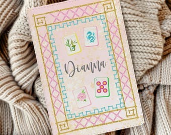 Mahjong Journal, Personalized Mahjong Notebook, Pink Floral Mahjong Tile Journal, Mahjong Game Night, Mahj Score Keeper, Mahjong Gift Ideas