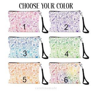 Puede incluir: Seis bolsas de cosm&eacute;ticos coloridas con fondo blanco y un patr&oacute;n de fichas de mahjong. Las bolsas est&aacute;n numeradas del 1 al 6. Elige tu color.