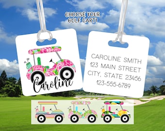 Preppy Golf Cart Bag Tag, Golf Bag ID Tag, Golf Accessories, Personalized Luggage Name Tag, Traveler Gift, Gift for Golfer, Girls Golf Tag