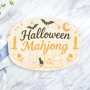 Halloween Mahjong Platter, Personalized Mahjong Platter, Halloween Mahj Party Plate, Mahjong Birthday Gift, Halloween Mahj Gift Ideas