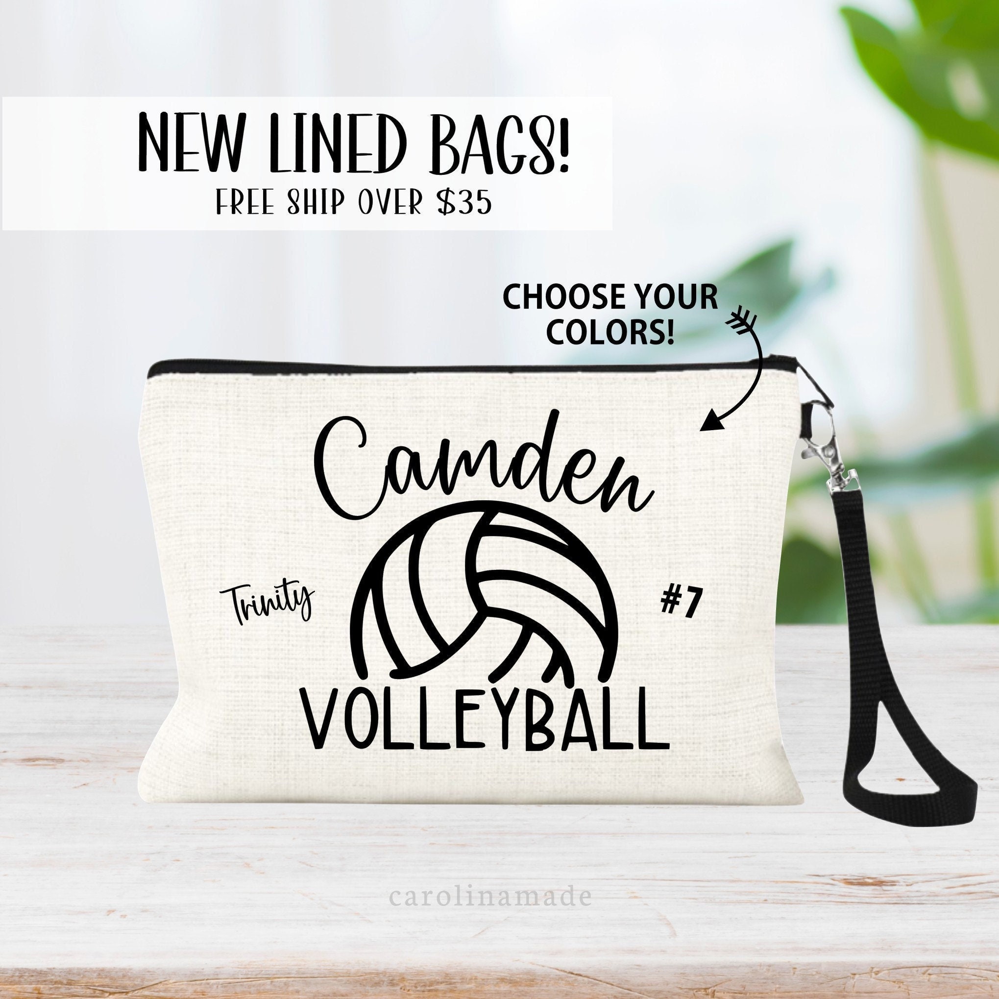 Volleyball Bag, Personalized Volleyball Gift, Volleyball Makeup Bag, Girls Volleyball Zipper Pouch, Volleyball Team Gift, Coach Gift