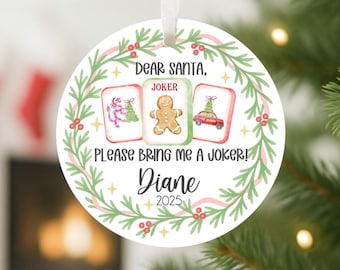 Mahjong Joker Christmas Ornament, Please bring me a Joker Custom Gift for Mahj Player, Mah Jong Girls Game Night, Group Gift, Teacher Gift