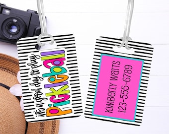 Pickleball Bag Tag, Personalized Pickleball ID Tag, Pickleball Team Accessories, Good day to play Pickleball Name Tag, Pickleball Paddle Tag