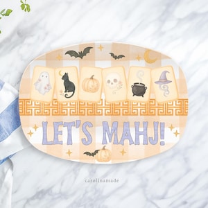 Halloween Mahjong Party Platter, Personalized Mahjong Plate, Halloween Mahj Party Plate, Mahjong Birthday Gift, Halloween Mahj Gift Ideas
