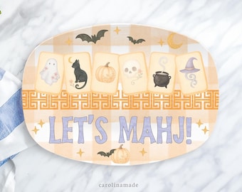 Halloween Mahjong Party Platter, Personalized Mahjong Plate, Halloween Mahj Party Plate, Mahjong Birthday Gift, Halloween Mahj Gift Ideas