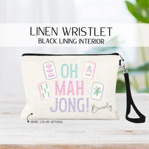 Mahjong Bag, Mah Jongg Bag, Personalized Gift for Mahjong Player, Oh Mah Jong Name Bag, Zipper Pouch for Mahjong, Mahjong Game Night Bag