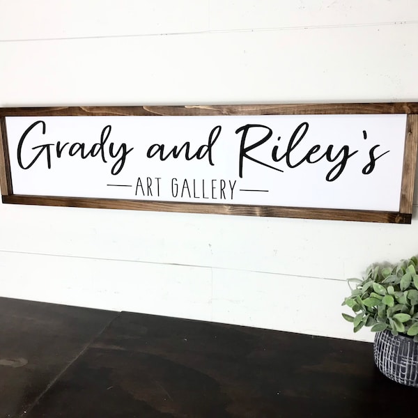 Kid’s Art Gallery Sign, Children’s Art Display Sign, Playroom Art, Kids Art, Look What I Made, Drawings, Framed Canvas