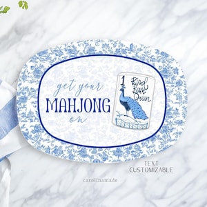Mahjong Party Platter, Personalized Mahjong Plate, Mother&#39;s Day Gift, Mahjong Birthday Gift, Mahjong Tile Gift Idea, Mahj girls Party Decor